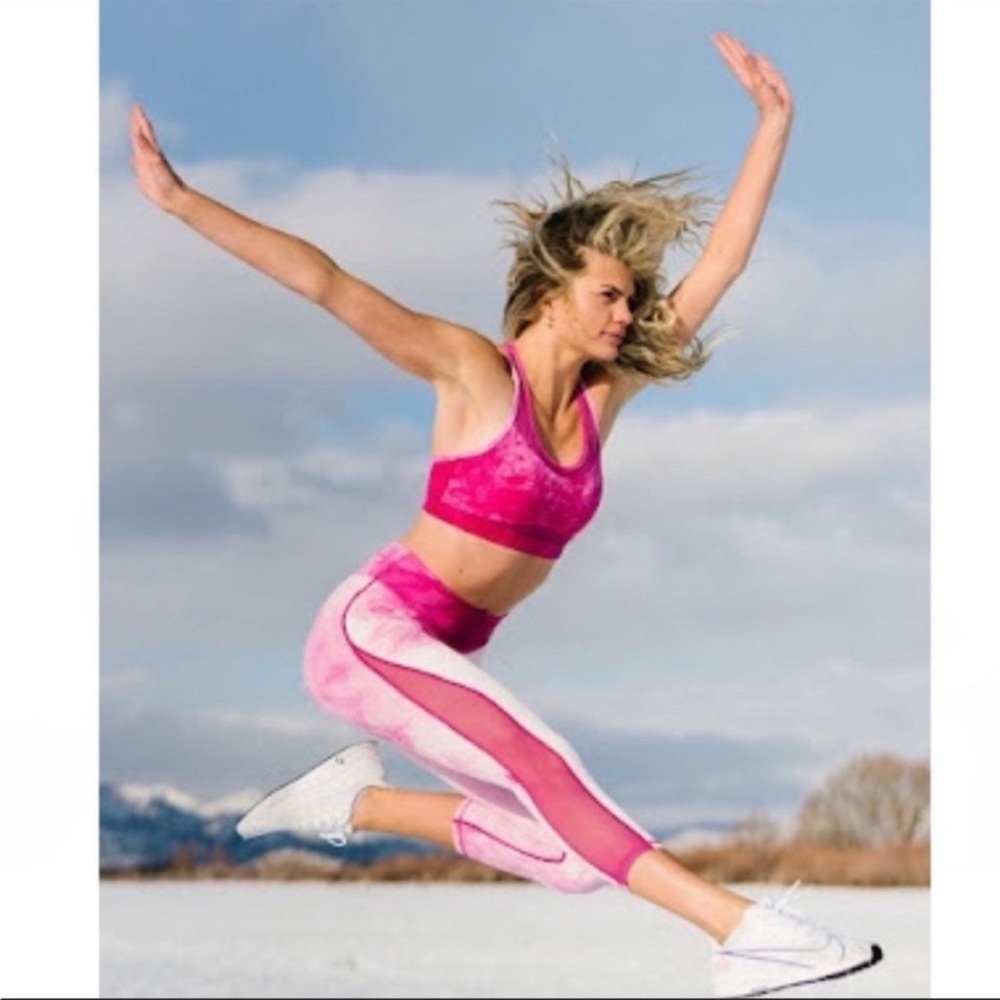 Zyia Hendrix Pink Tie Dye Mesh Light N Tight High Rise Cropped Leggings
